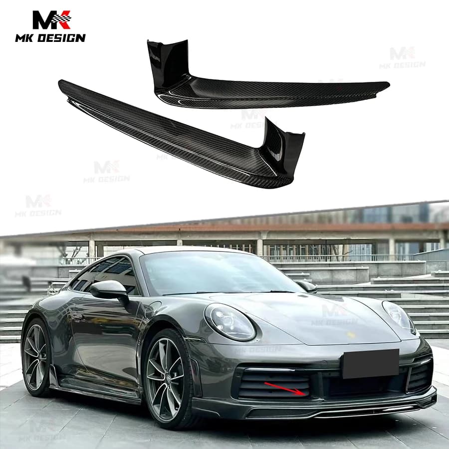 Carbon Fiber Front Bumper Splitters for Porsche 911 992 2019-2022 Front Bumper Canards Flaps Trim Car Accessories