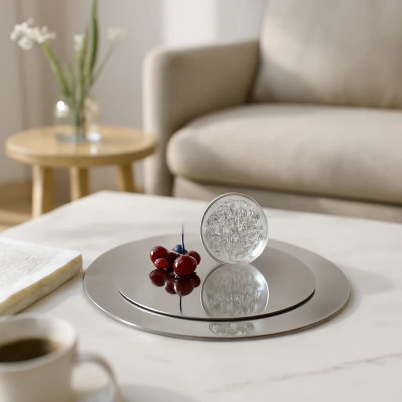 Nordic Stainless Steel Mirror Tray Luxury Living Room Tea Table Entryway Display Organizer Elegant Home Decor Gift for Family