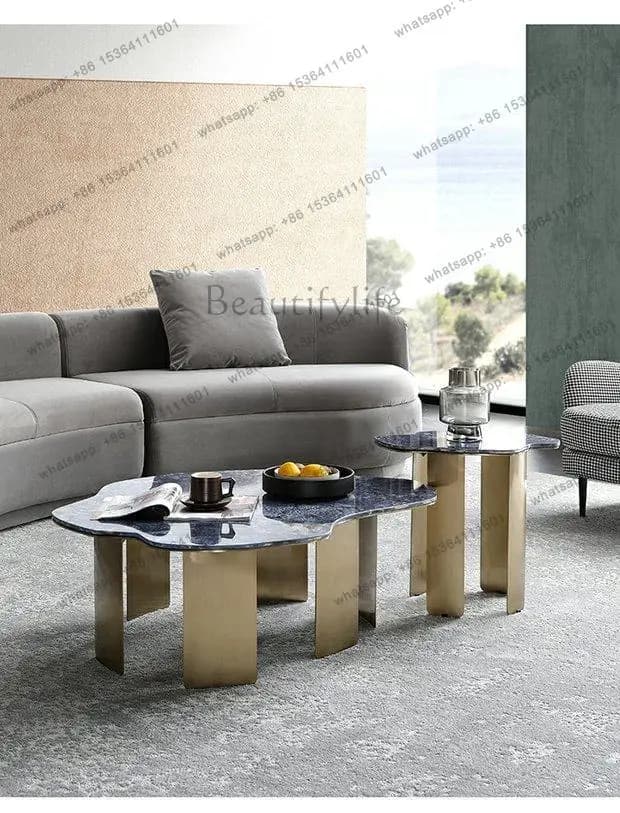 LJY Italian light luxury rock slab coffee table combination modern simple living room high and low child and mother coffee table