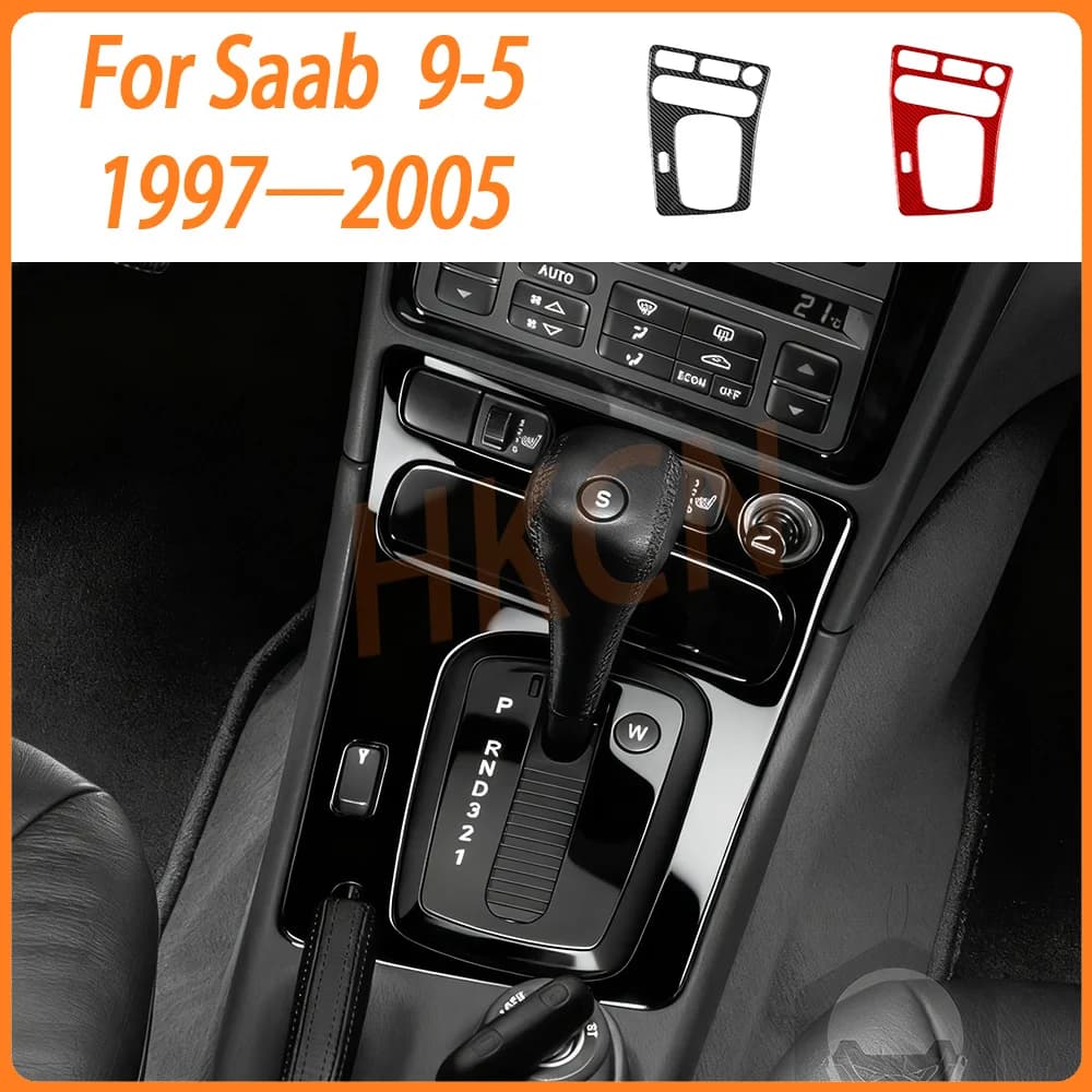 Center Console Gear Shift Outer Panel Carbon Fiber Trim Compatible with Saab 9-5 1997—2005 Car Interior Accessories Sticker