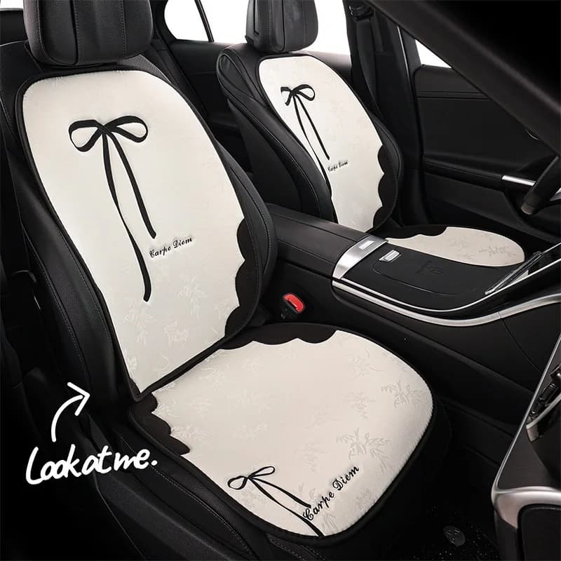 Car Seat Blended Fabric Cushion Car Bow Cushion Anti Slip Car Seat Cover Cushion All Season Universal Car Comfortable Cushion