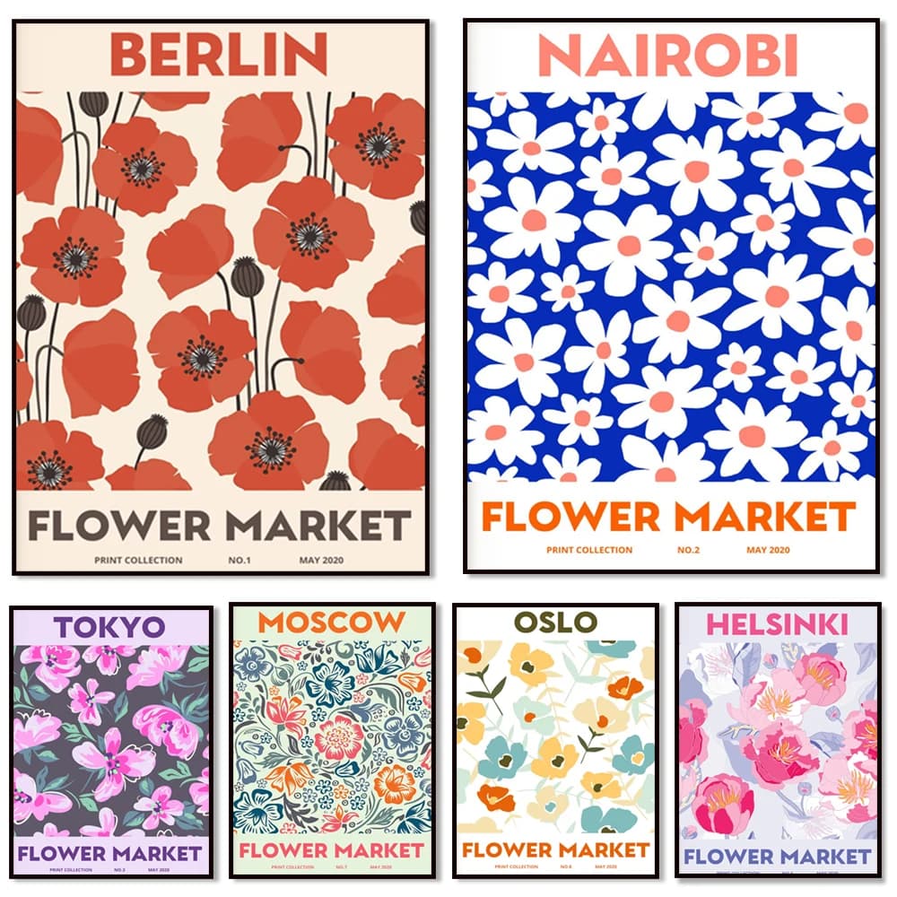 Flower Market Print, Flower Market Denver, Flower Market Poster, Botanical Wall Art, Flower Poster, Flower Market