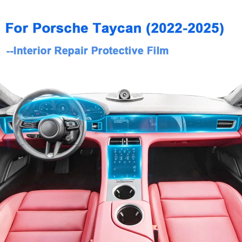For Porsche Taycan (2022-2025) Interior Protective Film Anti-Scratch Cover Dashboard Center Console Screen Protector Sticker Kit