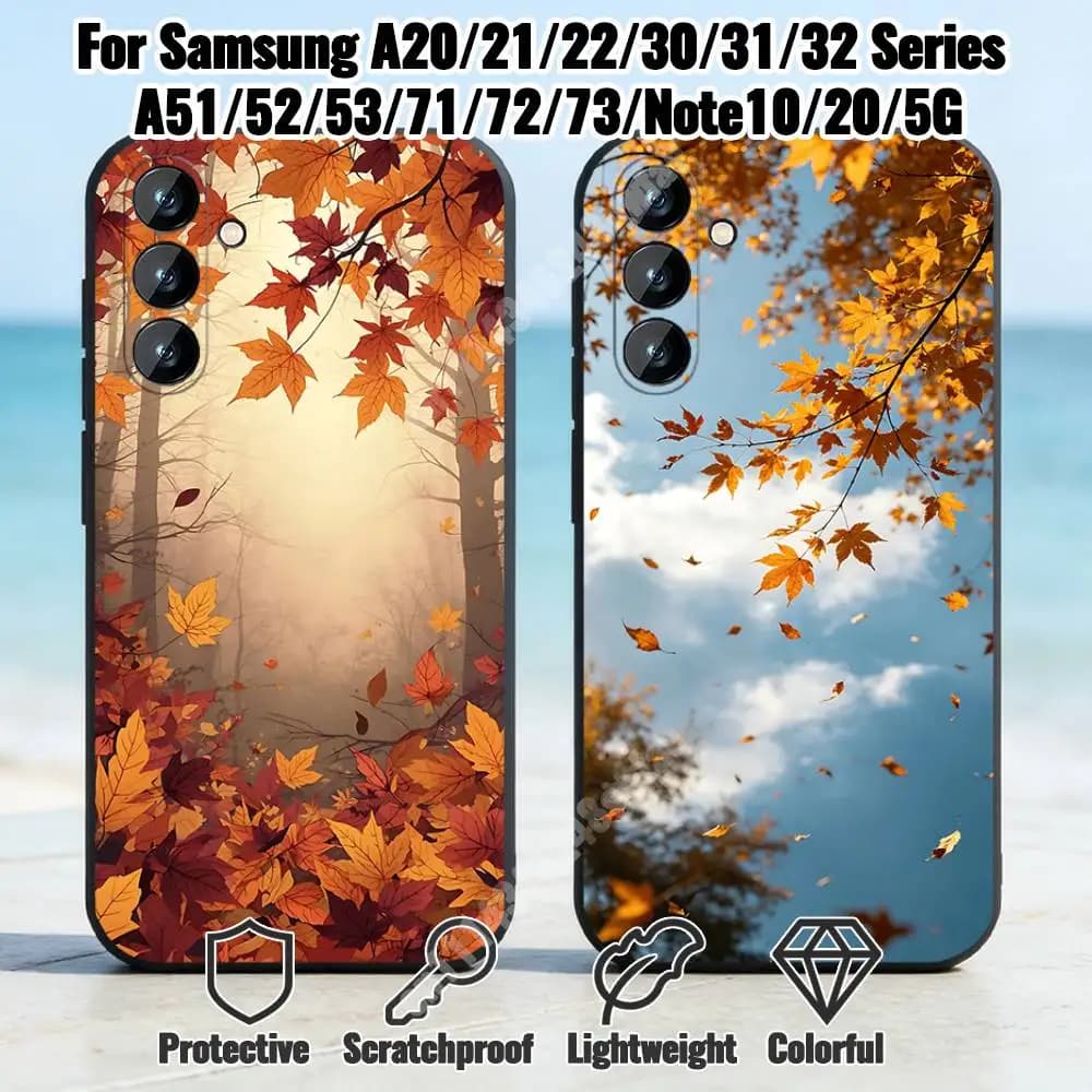 Maple Leaves Fall Season Phone Case for Samsung Galaxy A10 11 12 A20 21 22 S E A70 71 72 73 Shockproof Bumper