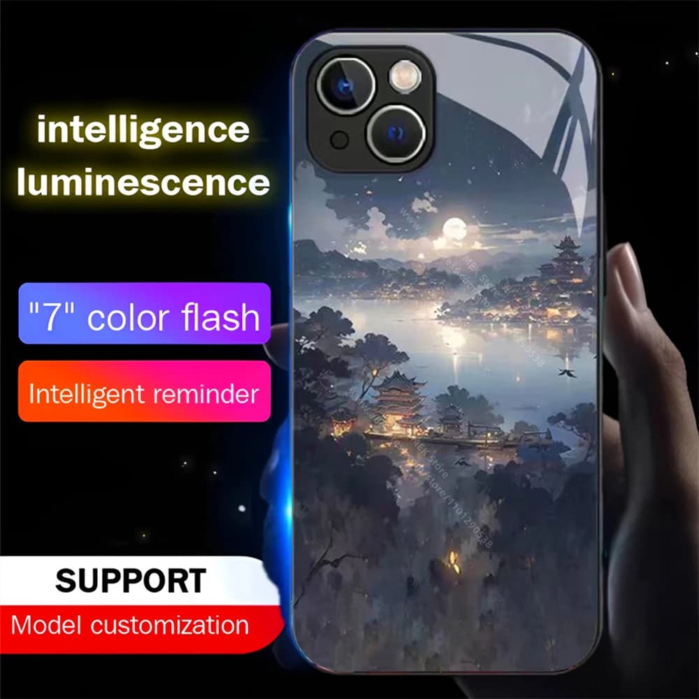Ancient Moonlight Sound Control LED Flash Cases Luminous Cover For Samsung S25 S24 S23 S22 S21 S20 FE Note 10 20 Plus Ultra