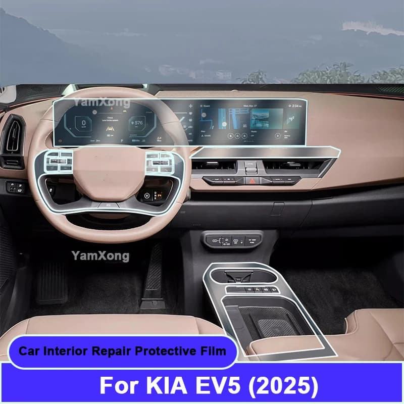 For KIA EV5 (2025) Car Interior Protective TPU Film Dashboard Center Control Screen Anti Fingerprint Protective Cover Trim