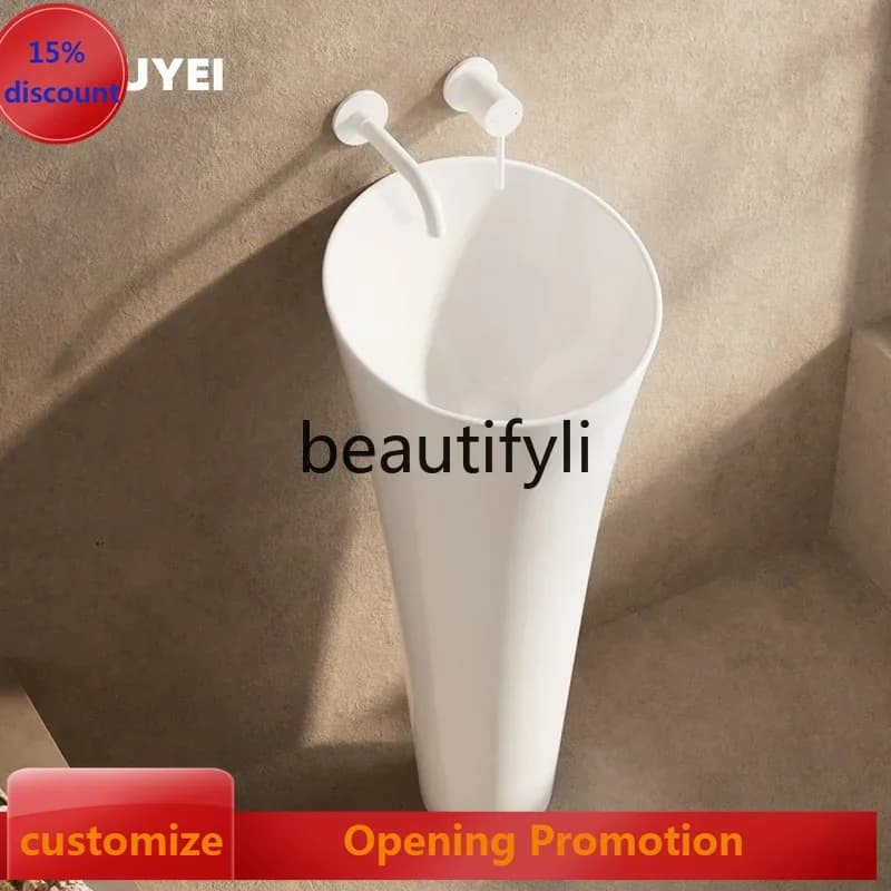 ss8350 ss 25Small apartment without faucet hole Column basin Floor-to-ceiling hotel bathroom Washbasin Ceramic outdoor