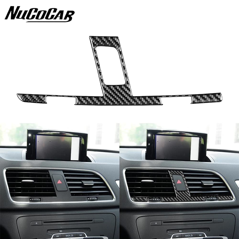 For Audi Q3 2015 2016 2017 2018 Carbon Fiber Central Control Instrument Air Outlet Car Interior Accessories Decorative Stickers
