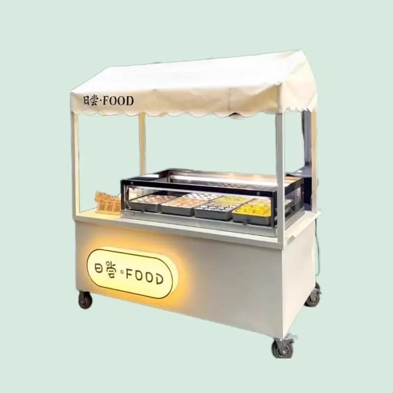 Commercial Mobile Coffee Cart Outdoor Tiramisu Stall Cart Design Multifunctional Ice Cream Promotion Display Cart