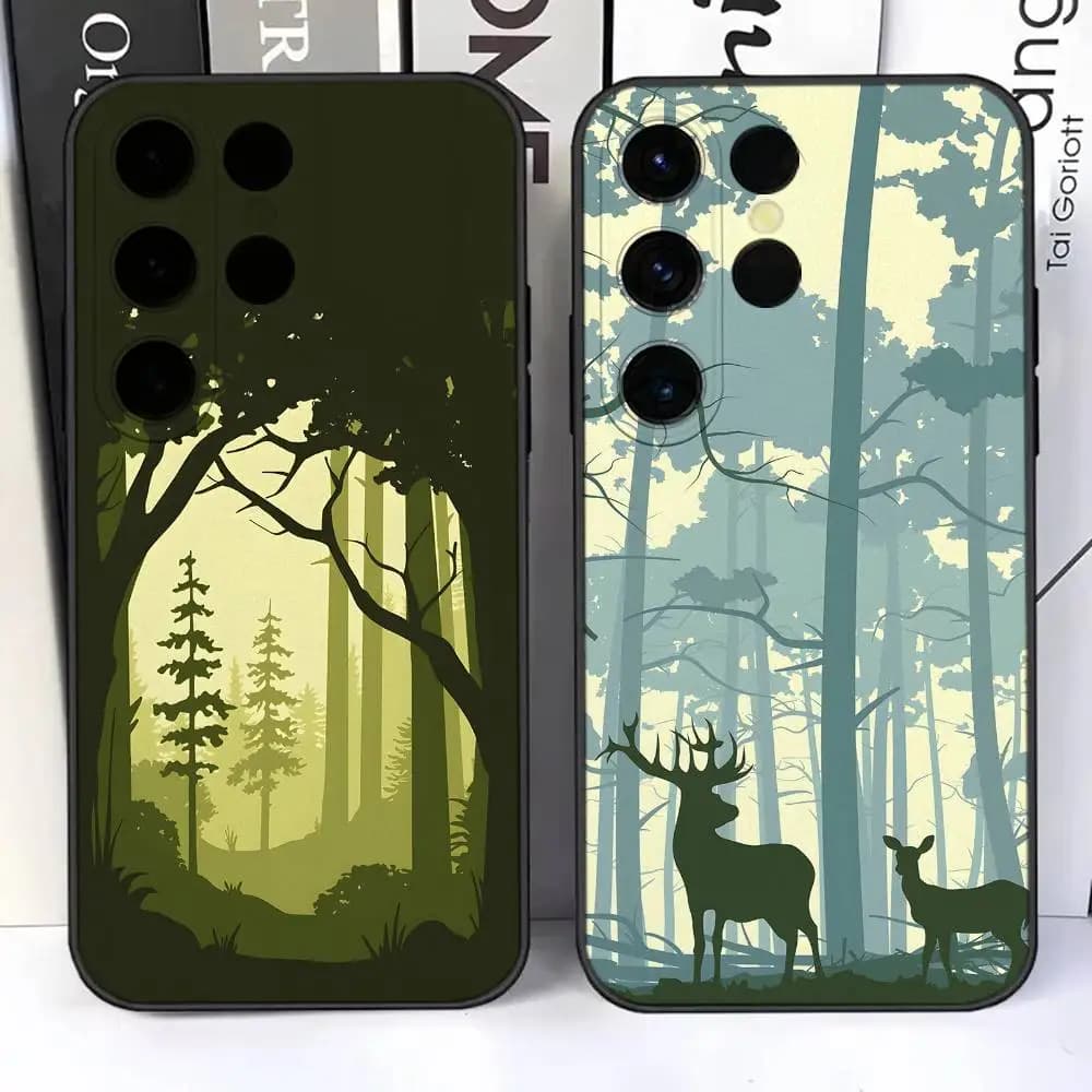 Forest Green Wild Phone Case For Samsung S26,S25,S24,Ultra,S20,S30,Plus,S22,S23,Ultra,Plus,5G Slim Fit Dustproof