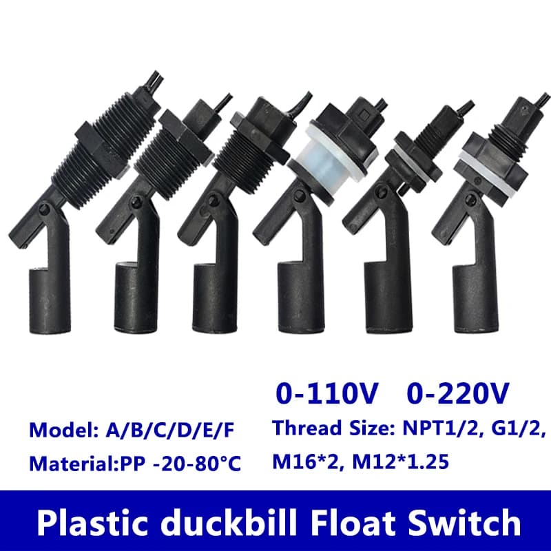 Float Level Switch Side Mount 0-110V 220V Duckbill Type Automatic Liquid Level Sensor for Water Tank Control