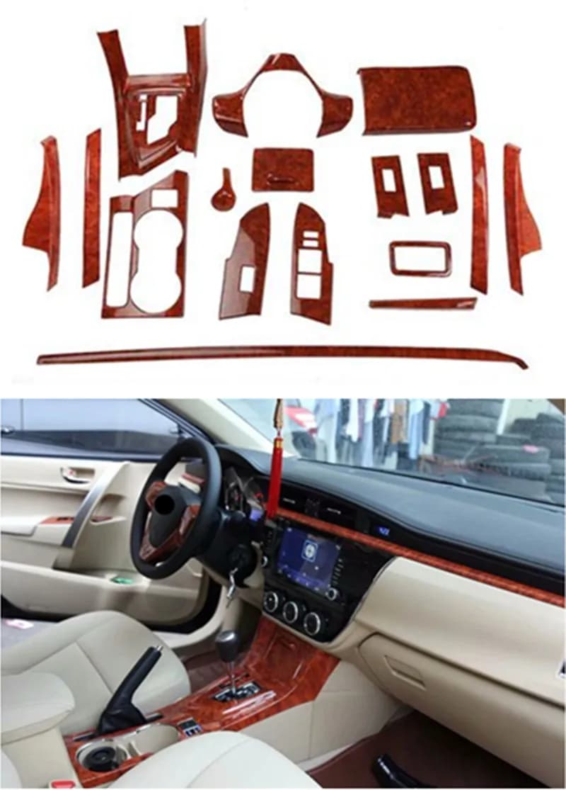 1lot Car stickers ABS Yellow peach wood grain inside decoration cover for 2014-2016 Toyota corolla Levin