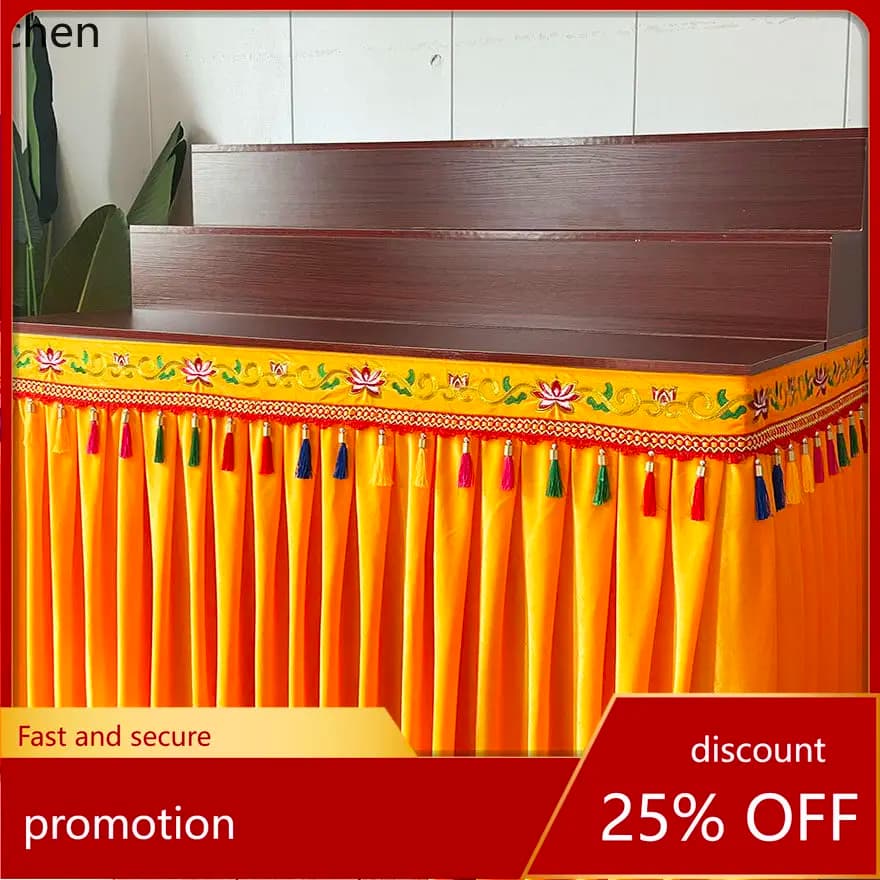 Cz stepped buddha altar tablecloth  cabinet thickened gold velvet lotus embroider high-end buddhist hall tablecloth