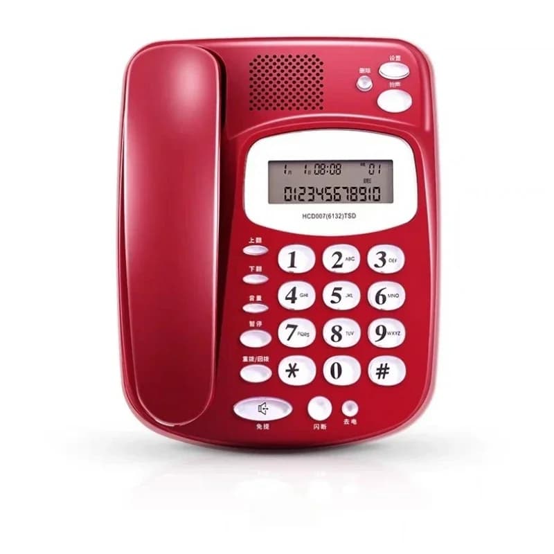 Classic red phone, high volume, luminous button, hands-free, call, elderly phone