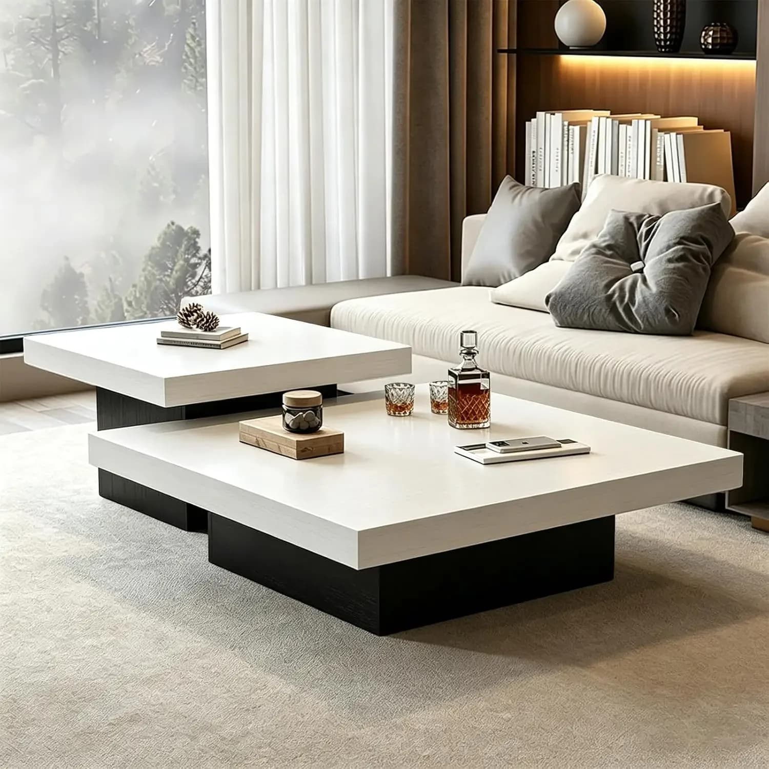 Artistic Smooth Classic Adjustable Coffee Table Rustic Compact Square Elegant Oval Coffee Table Tavolo Basso Wood Furniture