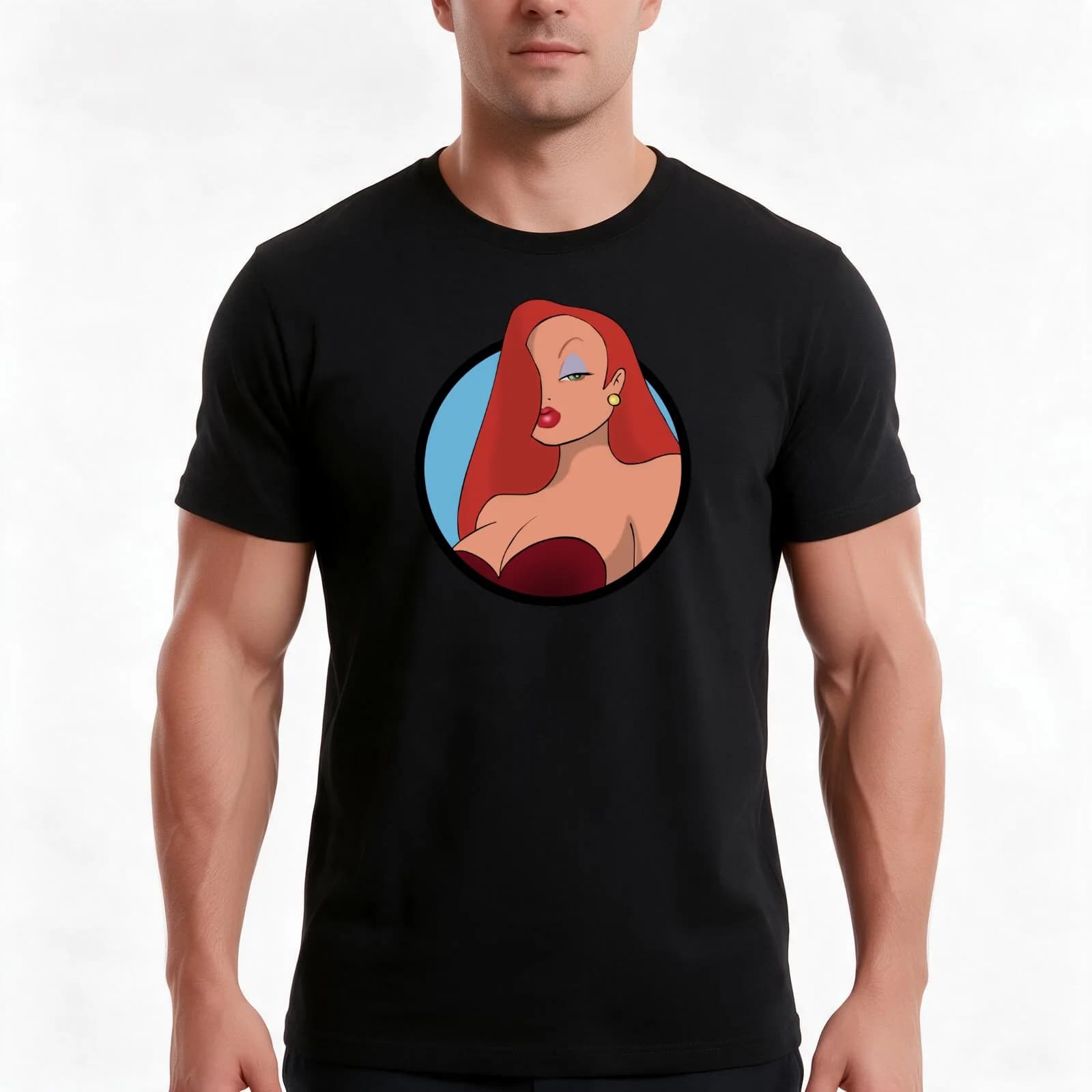 Jessica Rabbit T-Shirt, Summer Casual Cotton Tee, Oversized Streetwear Tops, Vintage Graphic Print, Loose Fit Short Sleeve