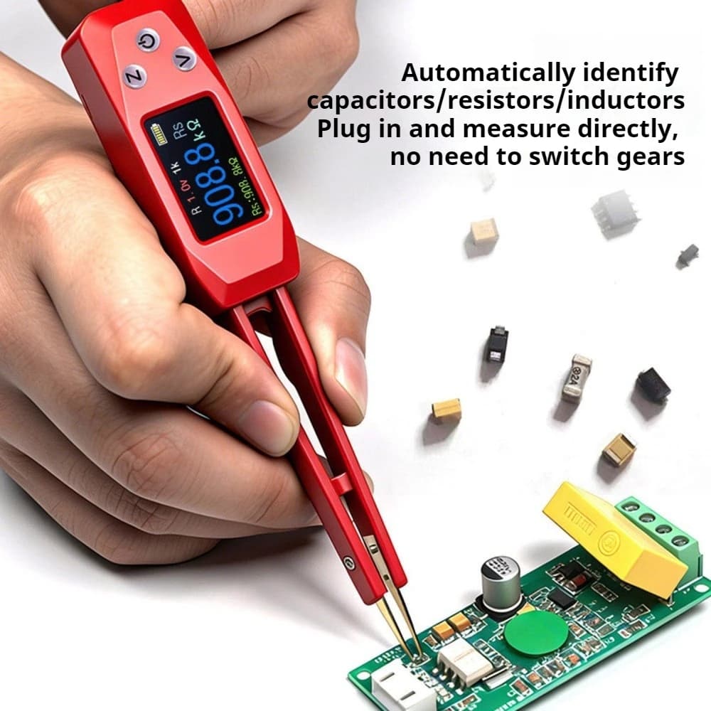 Smart Digital Tweezer LCR Bridge Tester 1mΩ-20MΩ 1pF-10mF 0.5uH-2H 1.14" Screen Type-C Rechargeable Multimeter for Component