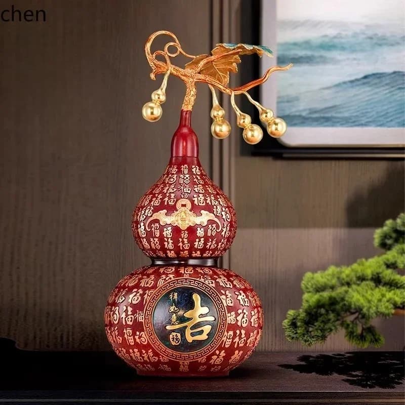 DSA Fortune Gourd Brass Ornament for Home Entryway, High-end Living Room Decor, Gift for Guests, Craft for Business Opening
