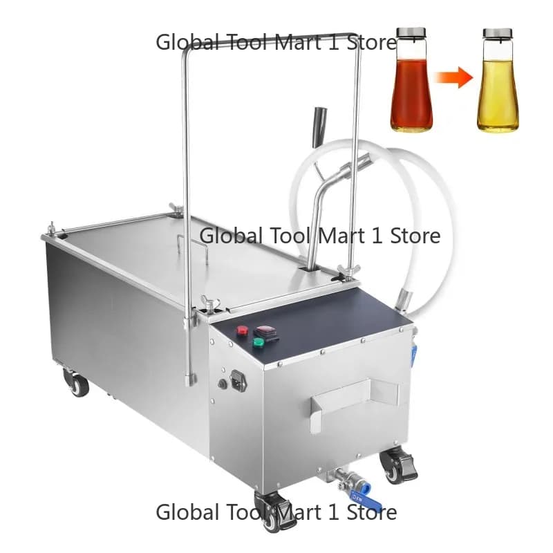 Mobile Fryer Filter Oil Filtration System with10L/min Oil Filtration Speed and Swivel Wheels Oil Hose for Burger Stores