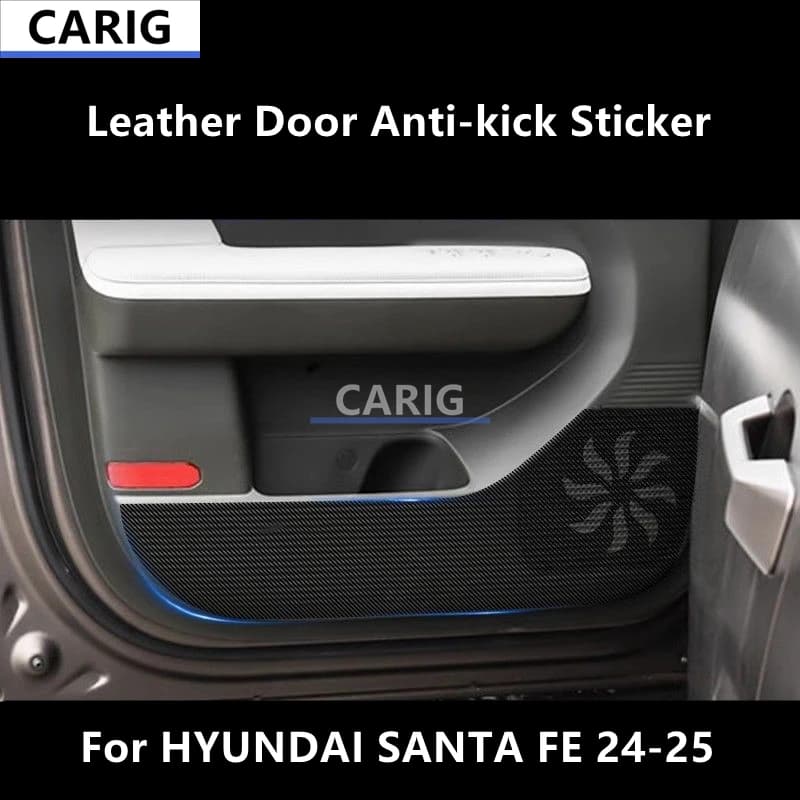 For HYUNDAI SANTA FE 24-25 Leather Door Anti-kick Sticker Modified Carbon Fiber Interior Car Film Modification Accessories Refit