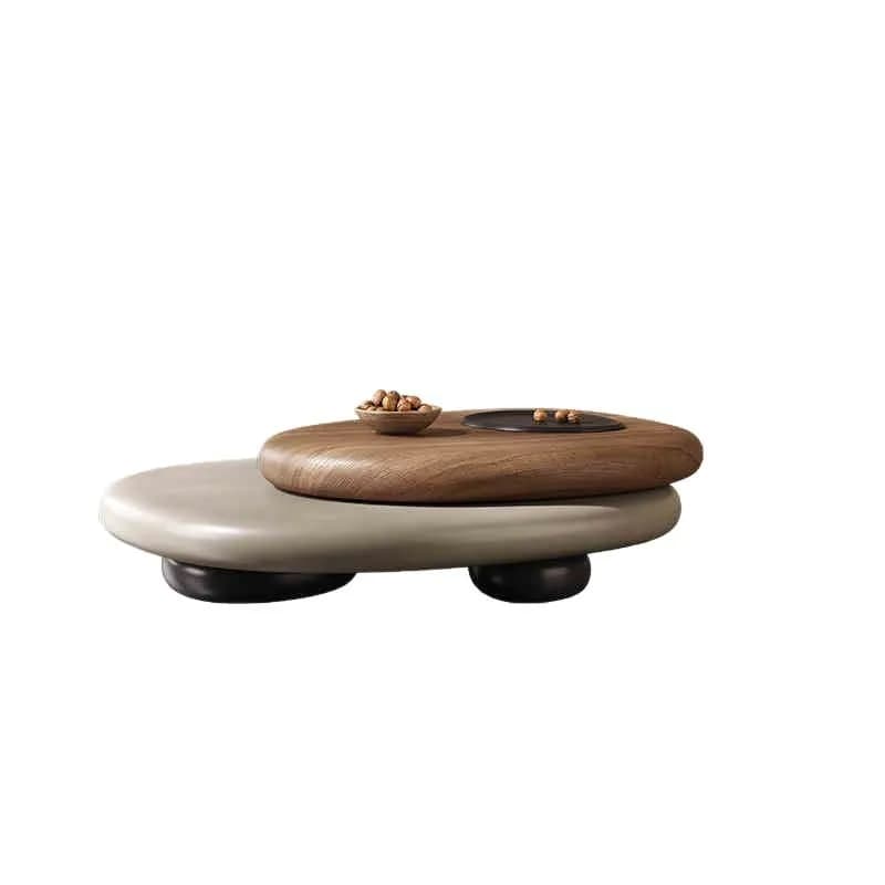 LTT Italian minimalist pebble rotating oval coffee table household living room coffee table