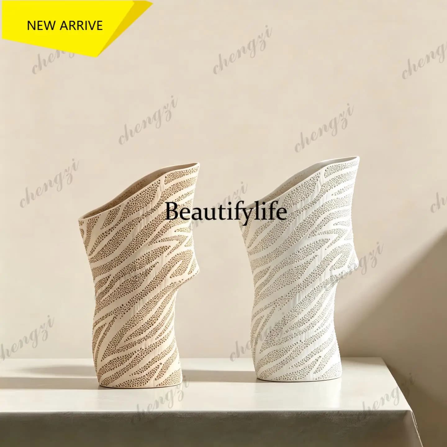 a95 Retro art ceramic vase ornament modern simple living room dining table advanced flower arrangement