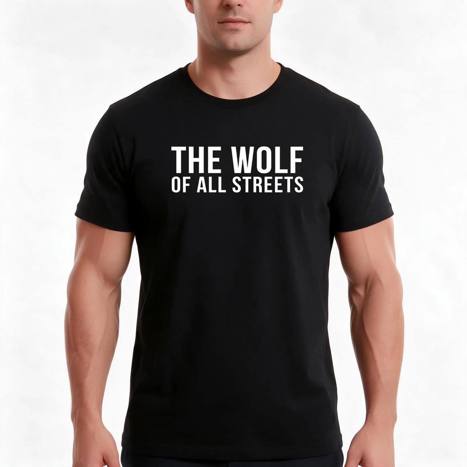 The Wolf of All Streets Custom T-Shirt, Summer Casual Cotton Tee, Oversized Streetwear Tops, Vintage Graphic Print, 100% Cotton