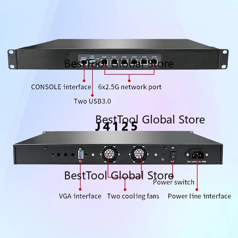 Cheap Price J4125 Rack 6 Lan Network Server Case Wifi Appliance Hardware Mini Pc 1u Enterprise Pfs-se Vpn Router Firewall