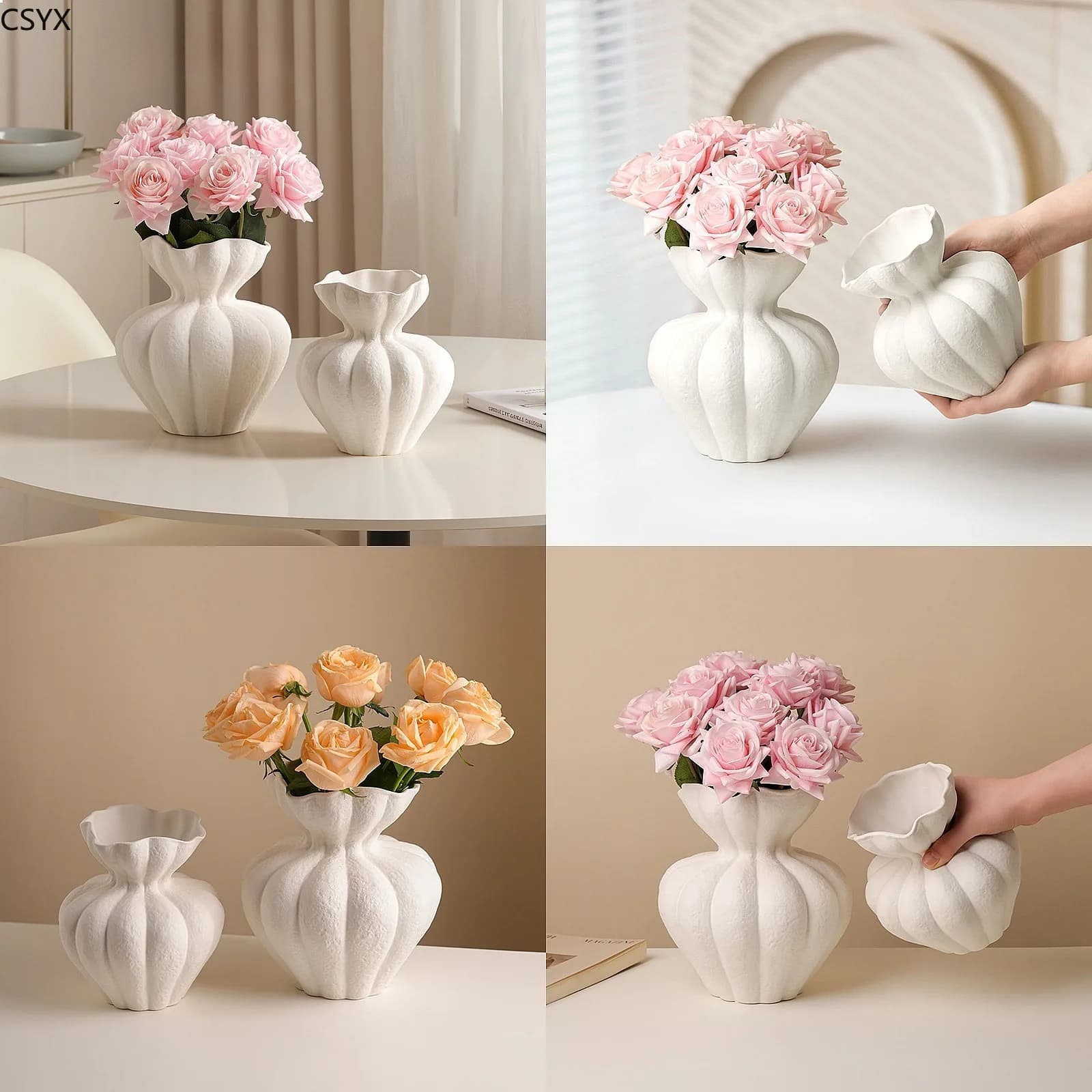 White French Fenton Style Art Vase Vintage Home Decor Luxury Tabletop Ornament for Living Room
