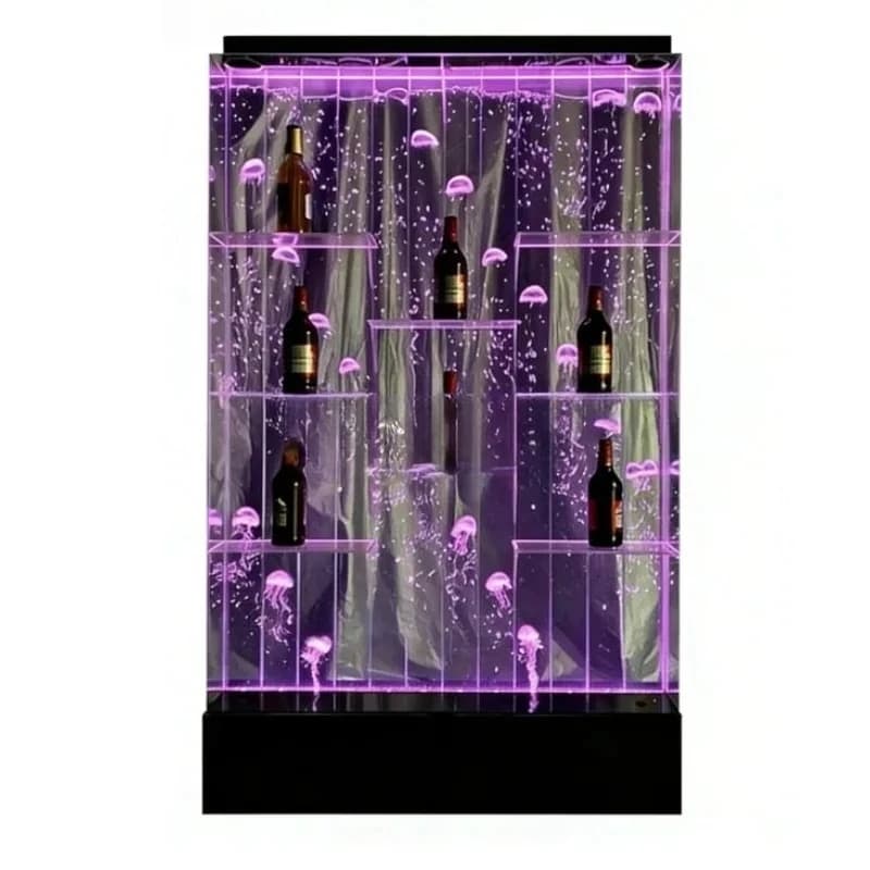 Customized  Coastal Acrylic  LED Digital Water Bubble  Panel - Remote Control Dimmable Wall  Decor With Shelves For  Home & Room