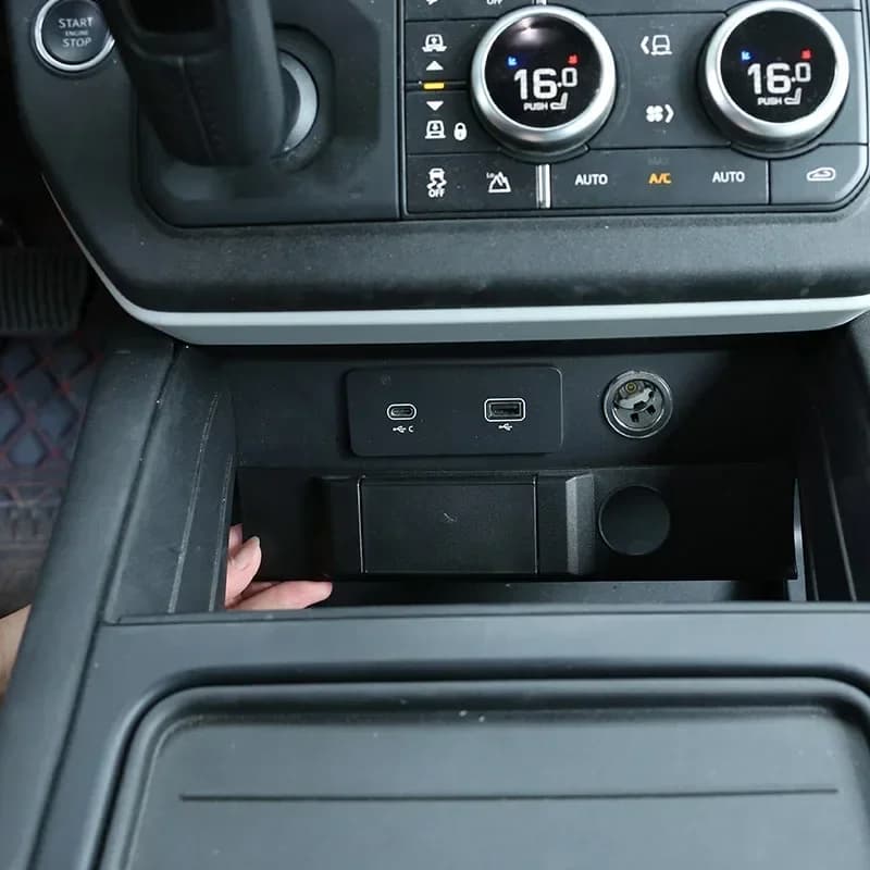 ABS Black Car Center Console Charging Port USB Protection Cover For Land Rover Defend 90 110 130 20-24  Interior Car Accessories