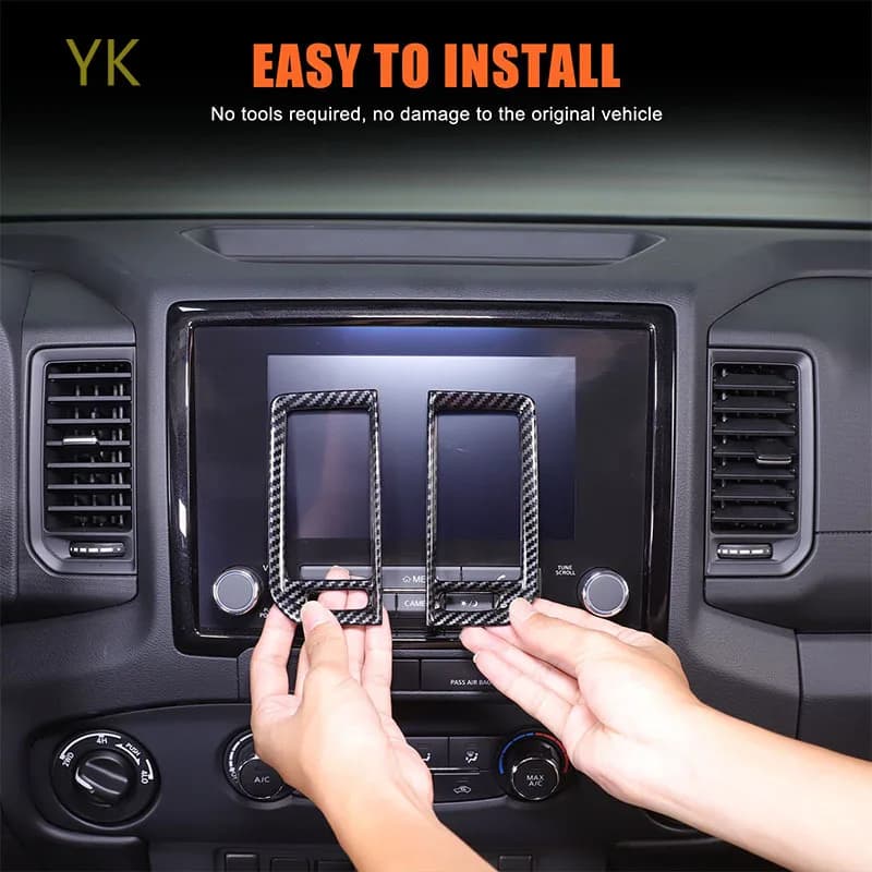 For Nissan Frontier 2022-2024 ABS Carbon Fiber Car Center Console Air Outlet Vent Fram Cover Trim Interior Car Accessories