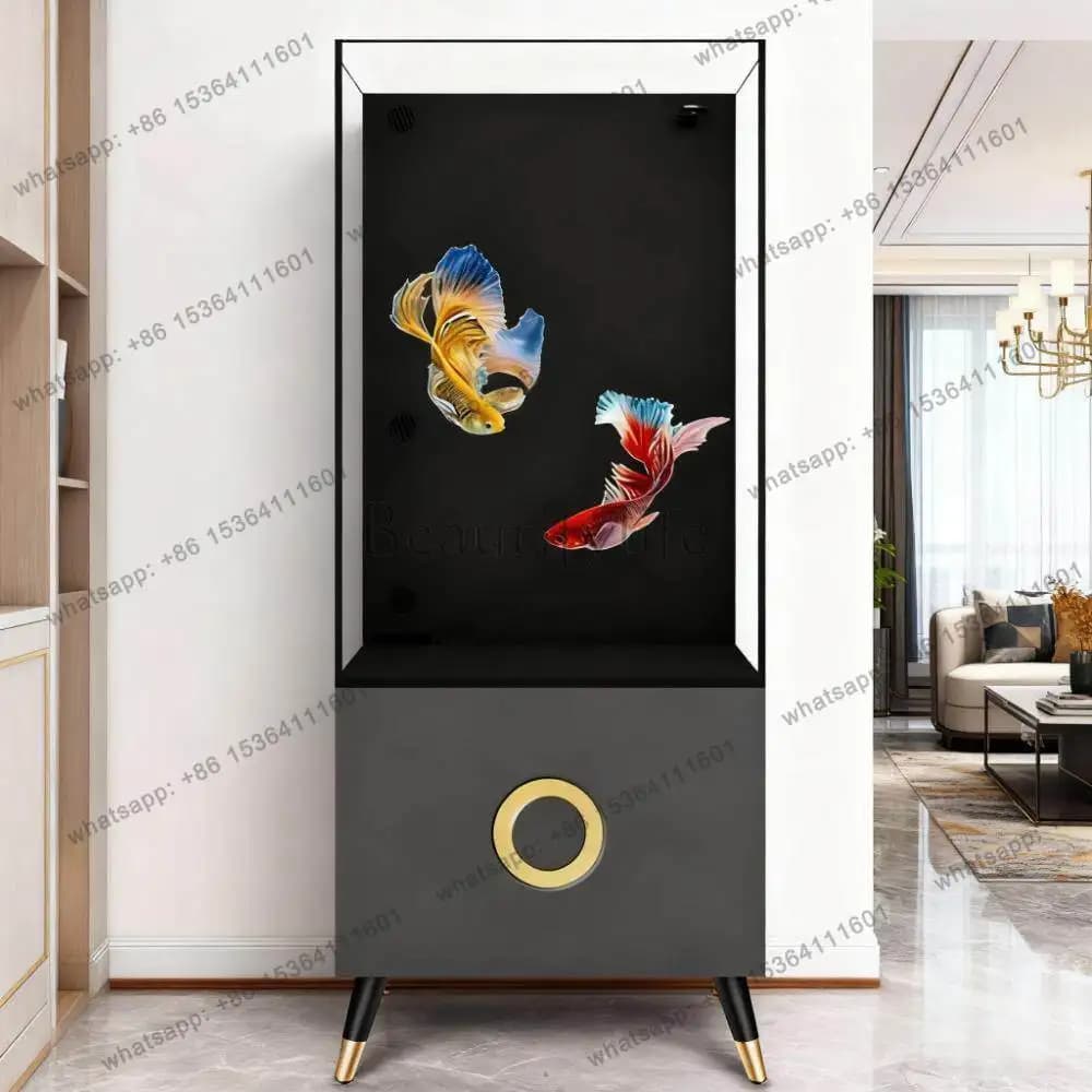 Vertical Integrated Aquarium Ultra-white Glass Back Filter Fish Tank Box Ecological Landscaping Aquatic Grass Goldfish Tank
