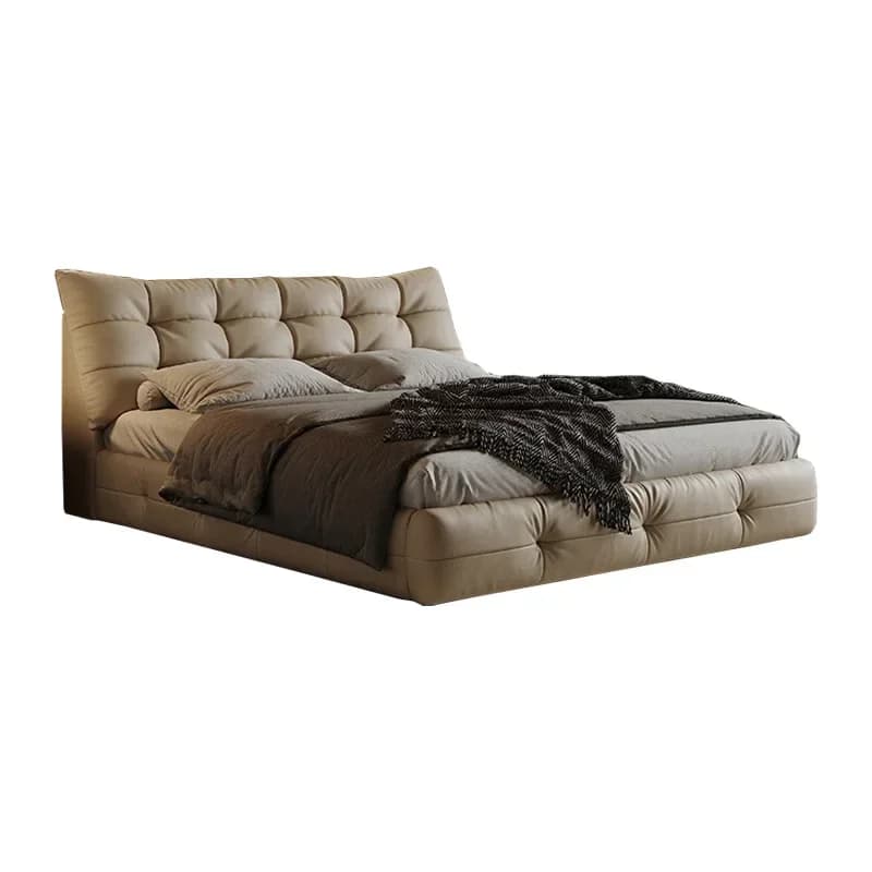 Leather bed master bedroom high-end atmosphere