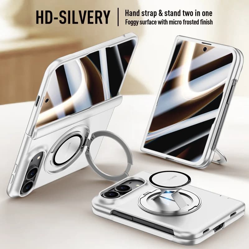 For Magsafe Magnetic Metal 360 Rotate Holder Tempered Glass Film Protect Case For Apple iPhone Duo Spring Hinge Shockproof Cover