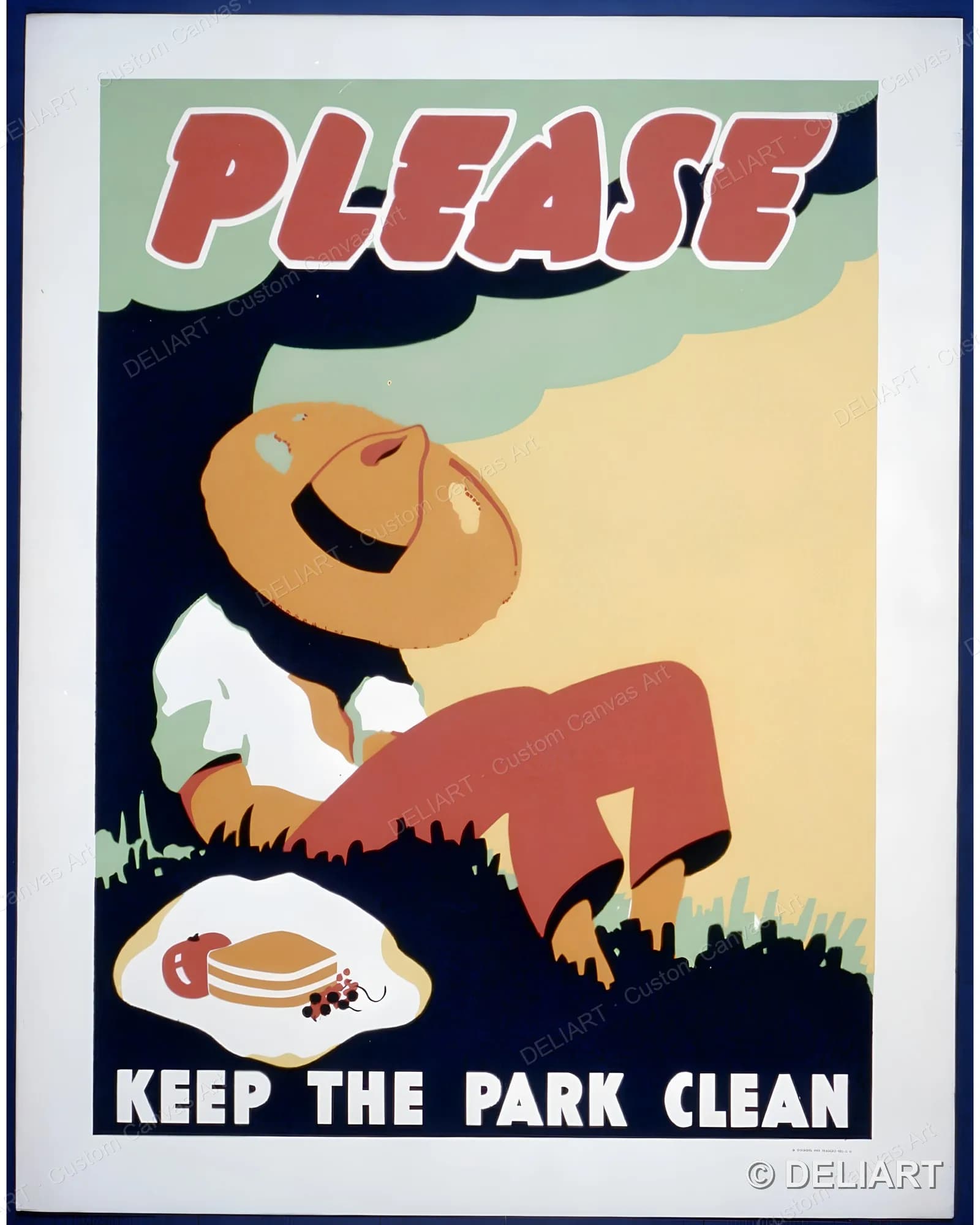 Please keep the park clean Vintage WPA National Park Travel Canvas Wall Art Poster Print Retro Home Decor Unframed
