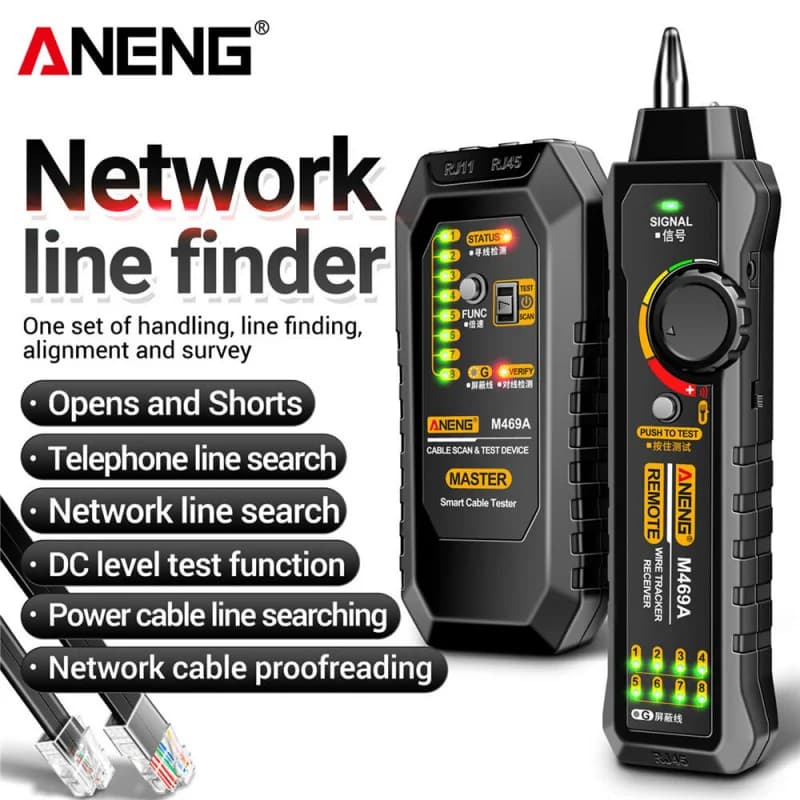 ANENG M469A  Network Cable Finder RJ45 RJ11 LAN Cable Finder Tester Anti-Interference Testing Instrument Network Repair