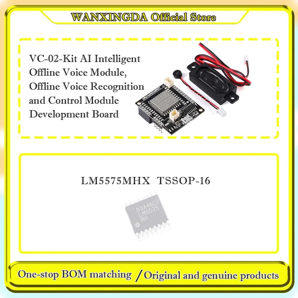 LM5575MHX LM5575MH  VC-02-Kit AI Intelligent Offline Voice Module, Offline Voice Recognition and Control Module DevelopmentBoard