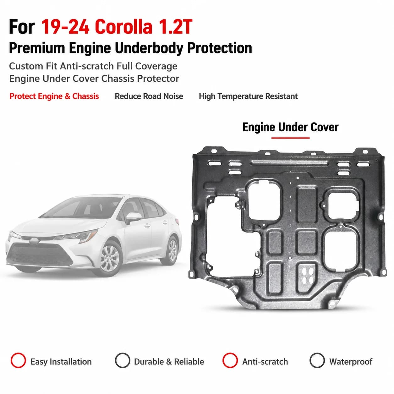 Enhanced Protection Engine Skid Plate Under Engine Guard For 19-24 Corolla 1.2T Full Coverage Chassis Protector Replacement