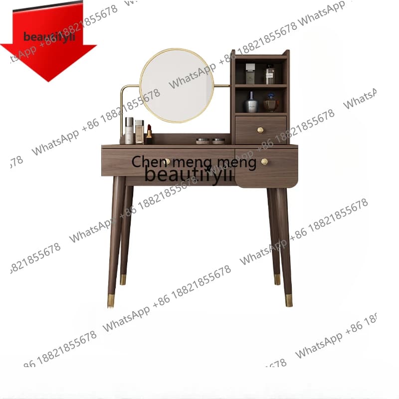 E153  Simple Modern Small Dresser Desk Chest of Drawers Master Bedroom Solid Wood Computer Makeup Table