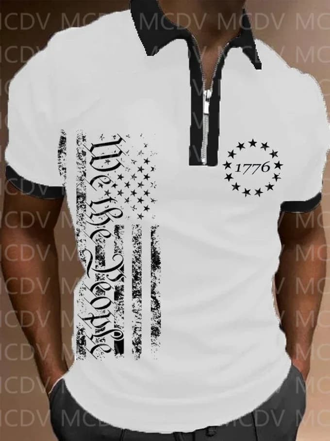 Independence Day 1776 Flag Print  Polo Shirt 3D Printed Polo Shirt Summer Men's Tops