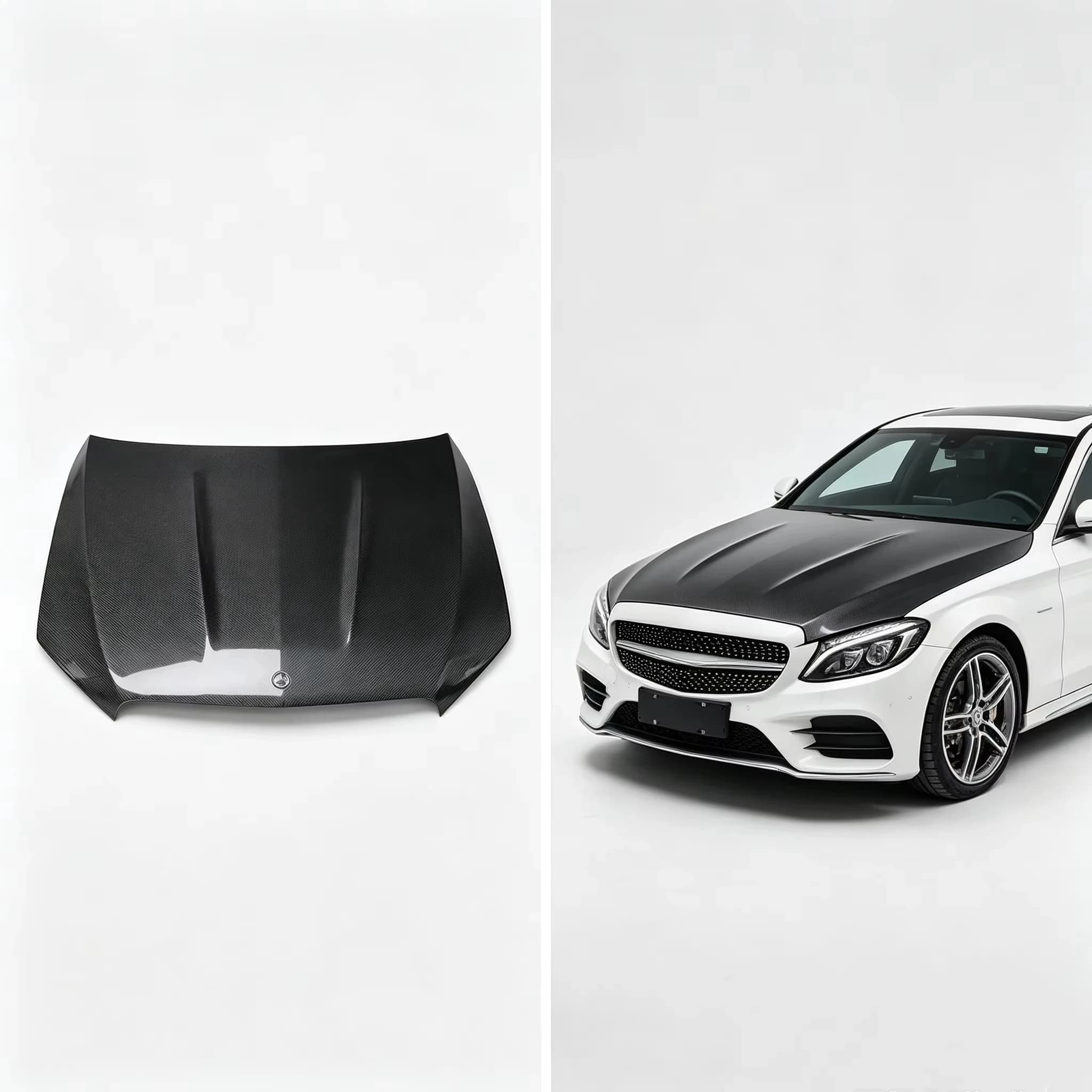Carbon Fiber  Engine Hood Bonnet for Mercedes Benz C Class W205 C43 C63 AMG 2015-2021 Lightweight  Carbon Hood Tuning Body Parts
