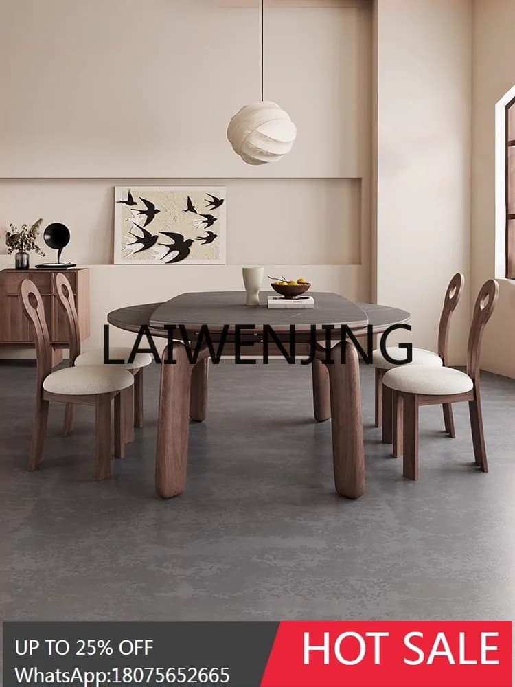 American-Style Folding Solid Wood Dining Table and Chair Retractable Square round 2024 New Mid-Ancient Silent Style