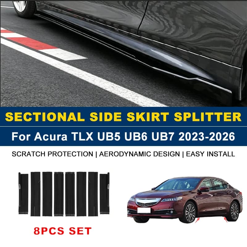 2.2m Sectional Side Skirt Extension Lips Side Spoiler, Car Exterior Modified Upgrade Kit For Acura TLX UB5 UB6 UB7 2023-2026