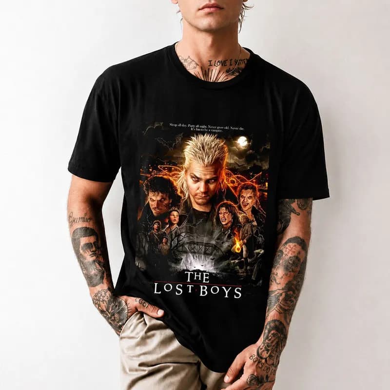 Vintage Horror Vampire Movie The lost boys Scary Halloween Gift T shirt 0521 Santa Carla boys Graphic Clothes US size tops S-6XL