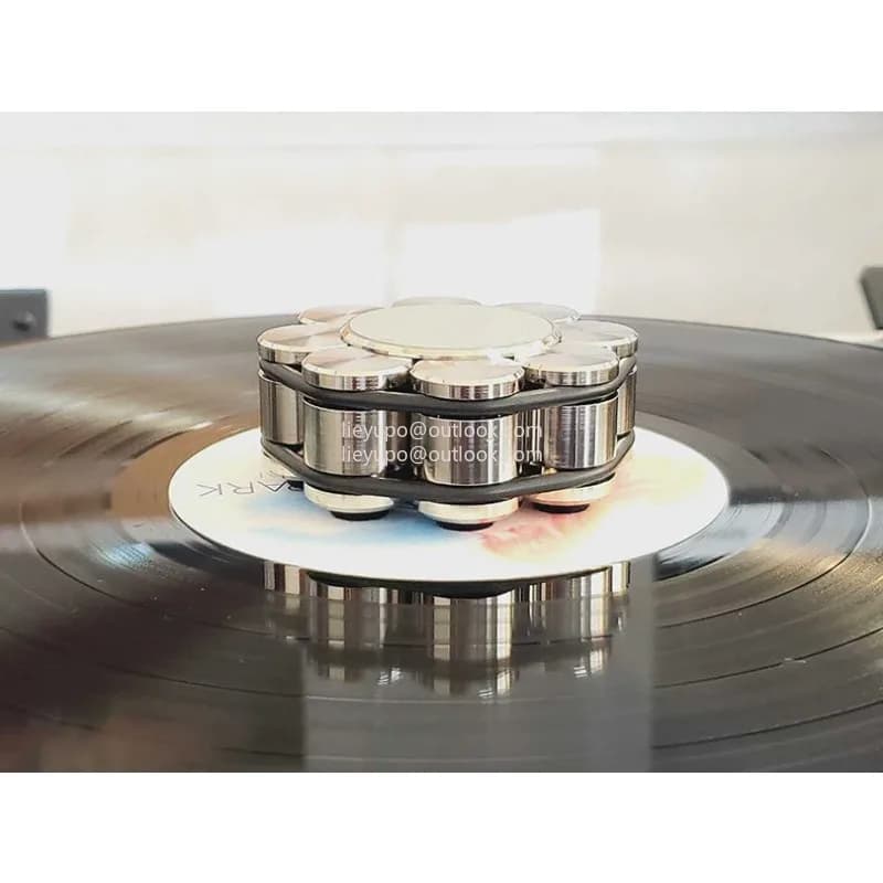 Vibration damping disc clip 69x28mm, LP turntable stainless steel record weight - 550g anti-slip vinyl stabilizer