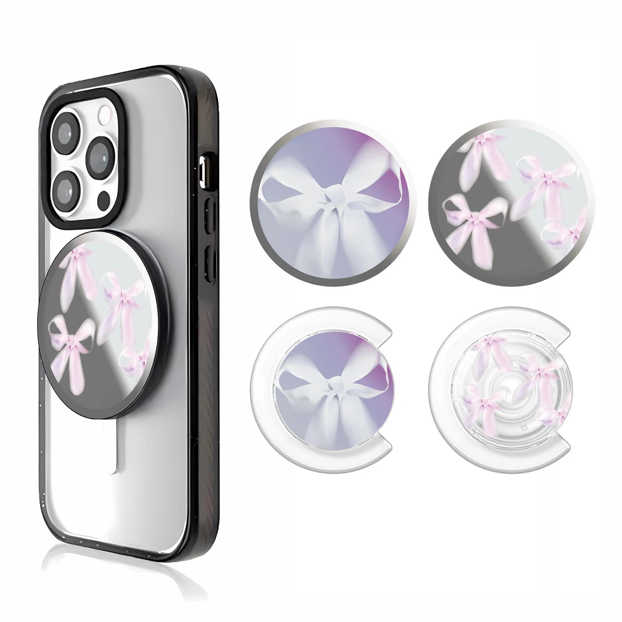 Purple / Pink Bowknot Magnetic Grip Phone Stand for IPhone Holder Mount Support for Galaxy Phone Accessories