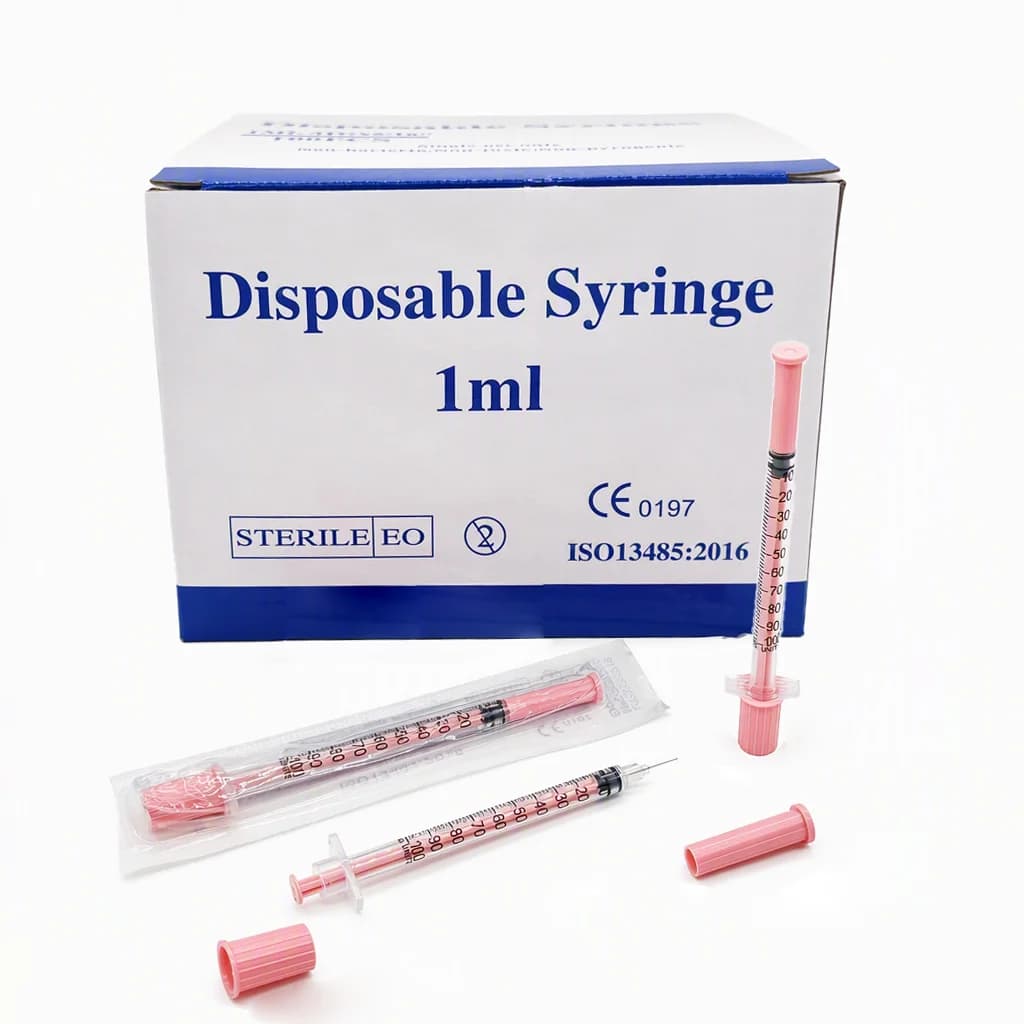 100Pcs Pink 1ml 30G 8MM 31G 8MM Insulin Syringe Sterile Disposable Syringe With 5/16inch Needle for Lab,Farm Pets Animal