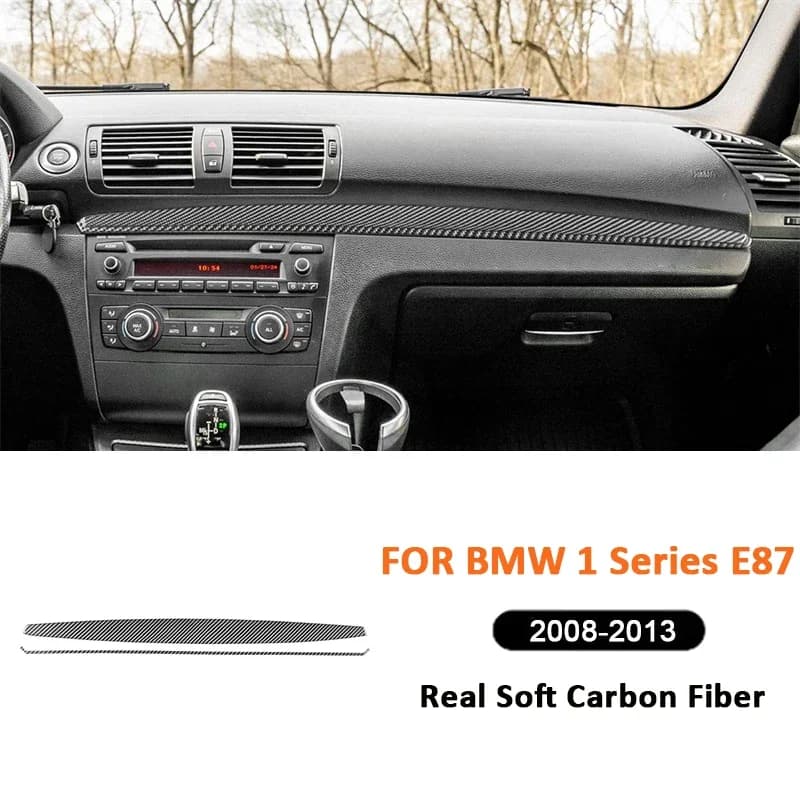 For BMW 1 Series E87 2008-2013 Carbon Fiber Auto Interior Central Console Dashboard Co-Pilot Strip Cover Trim Decoration Sticker