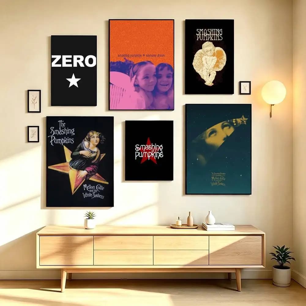 T-The Smashing Pumpkins Band Poster Waterproof Wall Art Sticker For Bar Living Room Vintage Decor High Quality Print Gift